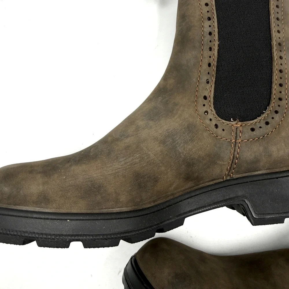 Blundstone 1351 Originals Chelsea Boots Rustic Brown Brogue Women US 8.5